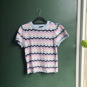 Multicolor Zigzag Knit Top